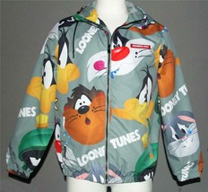 MEMBERS ONLY Looney Tunes Large Characters Mesh Lined Hooded Windbreaker Mn&#39;s M - £74.31 GBP
