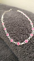 Solid Silver bracelet inlayed with Pink Rubies with adjustable clasp 8 inch - £159.56 GBP
