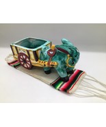 Vintage DeeBee Co. Imports Hand Painted Donkey Cart Planter with Mini Bl... - $291.39 MXN