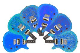 Guitar Wrap Skin Reface Iconic 80's Burst 6 Volt Crackle Blue Fuzz 1219 - $59.95