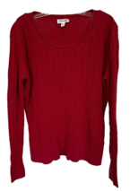 St. John&#39;s Bay Women&#39;s Sweater Cable Knit Pullover Long Sleeve Size XL Red - $13.56 CAD