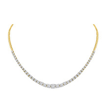 14kt Yellow Gold Womens Round Diamond Tennis Fashion Cluster Necklace 2-1/3 Cttw - £3,966.22 GBP