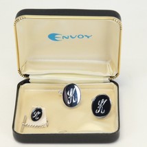 Vintage Envoy Cuff Links &amp; Tie Pin K NEW With Case - $12.73