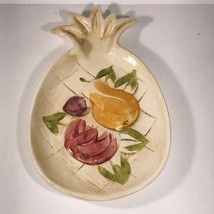 Vintage Los Angeles Pottery Embossed Pineapple Dish Plate 9.75&quot; x 6&quot; Fruit - £9.66 GBP