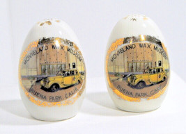 Vintage Salt &amp; Pepper Shakers Movieland Wax Museum Egg Souvenir Anco Japan  Car - £7.95 GBP
