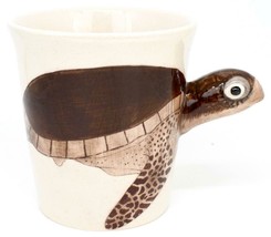 Sea Turtle 3D Coffee Tea Mug Cup 10 oz Ceramic Hand Painted Marine Ocean - £18.70 GBP