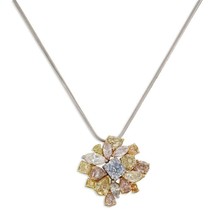 5.10ct Natural Fancy Pink Blue Yellow Diamonds Necklace &amp; Pendant GIA 18K Gold - £51,412.56 GBP