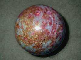 Ruby Sphere, Natural Color Ruby Ball, Ruby and Blue Kyanite Matrix Orb - £352.01 GBP