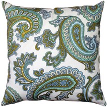 Tuscany Linen Forest Paisley Throw Pillow 22x22, with Polyfill Insert - £63.90 GBP
