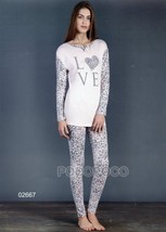 Pyjamas Encolure Ronde De Femme Manches Longues Pantalon Viscose Linclalor 02667 - £28.62 GBP
