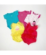 Lot Of 5 Baby Girl 3-6 Month Bodysuits Short Sleeve One Pieces Outfits - $184.09 MXN