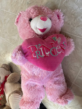 Super Cute Pink DanDee Stuffed Teddy Bear with Princess Heart 2014 19&quot; Sweet - £14.72 GBP