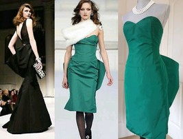 $8000 Oscar De La Renta Rare Stunning Green Silk Po Po Dress Gown Runw 0 - £1,278.17 GBP