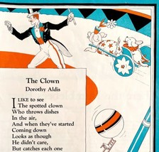 The Clown Dorothy Aldis Poem Circus 1933 Color Plate Art Print Biers DWFF15 - £31.46 GBP