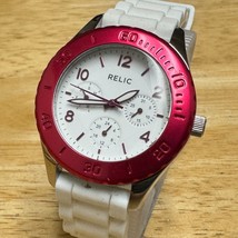 Unused Relic Quartz Watch ZR15633 Women 50m Silver Steel Red Bezel New Battery - £17.18 GBP