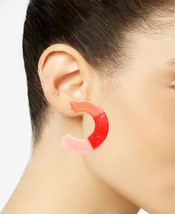 INC International Concepts Medium Coral Pink Colorblock 1.7&quot; Open Hoop Earrings - £11.94 GBP