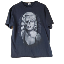 Marilyn Monroe T-Shirt Size Large Jerzees Skull Black Gray Short Sleeve VG Cond - £6.88 GBP