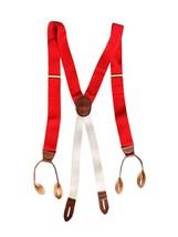 YSL Yves Saint Laurent Red Paisley Elasticized Suspenders Buttons Vintage - £110.46 GBP