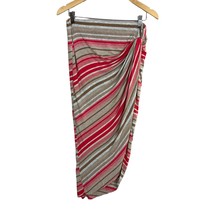 Bailey 44 Midi Sarong Skirt Women Medium Pink Gray Beige Striped Wrap Kn... - £31.07 GBP