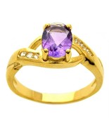 Purple Amethyst &amp; White Topaz 18K Yellow Gold over Fine Sterling Silver ... - $48.36