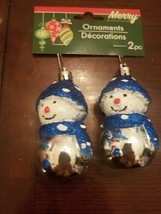 2 Pc Snowmen Christmas Tree Ornaments upc 639277434159 - £11.53 GBP