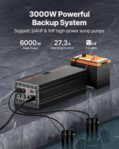 Sump Pump Battery Backup System 3000W LCD Auto Switches to Battery Inverter - £204.02 GBP