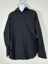 Stacy Adams Men Size 16.5 Black Button Up Shirt Long Sleeve 34/35 Pocket - $11.30