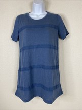 LOGO Lori Goldstein Womens Size XS Blue Striped Tunic Shirt Short Sleeve - £6.41 GBP