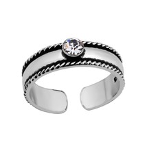 925 Sterling Silver Toe Ring with Crystal - $15.88