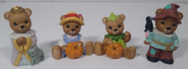Vintage-Set of 4 Homco Halloween/Fall Bear Figurines 2&quot; &amp; 3&quot; tall #1426  - £15.14 GBP