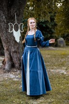 Medieval Dress Blue/Natural – Adjustable Corset Back, Removable Sleeves ... - $1,713.09 MXN+
