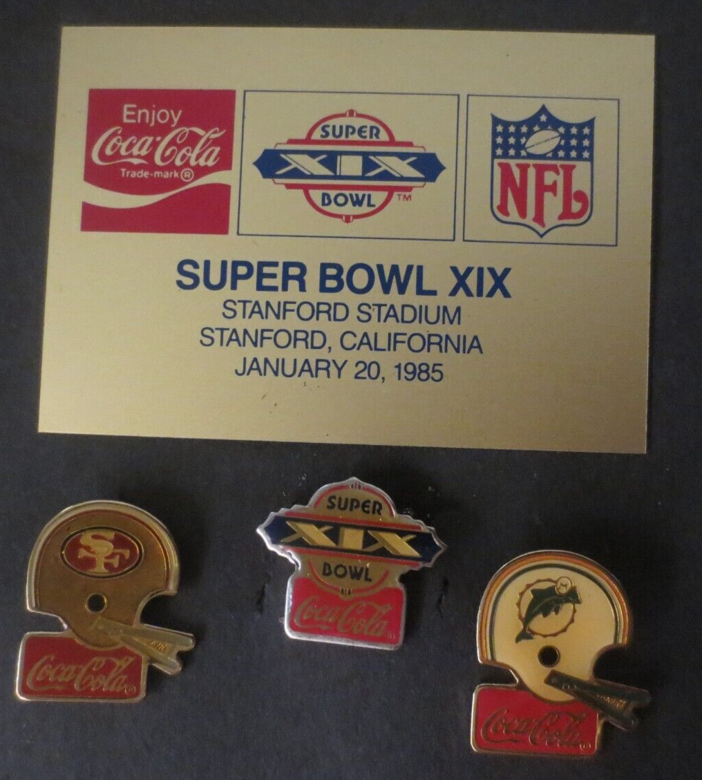 Primary image for Coca-Cola NFL SUPER BOWL XIX SAN FRANCISCO and DALLAS LAPEL PINS 1985