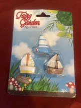 Pack of 3 Fairy Garden Sailboat Figurines Boat, 1.75” - SHIPS FREE! - $10.77