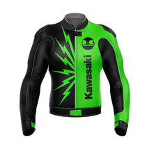 kawasaki Motorbike  Leather Jacket Motorcycle Racing Leather Jacket  - £103.95 GBP