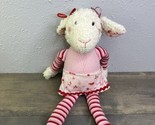 Kathe Kruse Cream Lamb/Sheep pink red striped plush lovey - $24.74