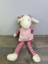 Kathe Kruse Cream Lamb/Sheep pink red striped plush lovey - $24.74
