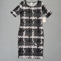LuLaRoe Julia Women Dress Size M Black Midi Stretch Preppy Plaid Short Sleeves - £11.96 GBP