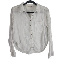 Pilcro And The Letterpress Button Front Top S Womens White Long Sleeve Pocket - £13.66 GBP