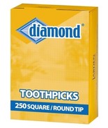 250 DIAMOND Square w/ Round Tip Wooden TOOTHPICKS No Additives 2.5&quot; Birc... - €19,83 EUR
