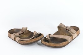Vtg Papillio Birkenstock Womens 7 Distressed Leather Strap Sandals Gray ... - $646.12 MXN