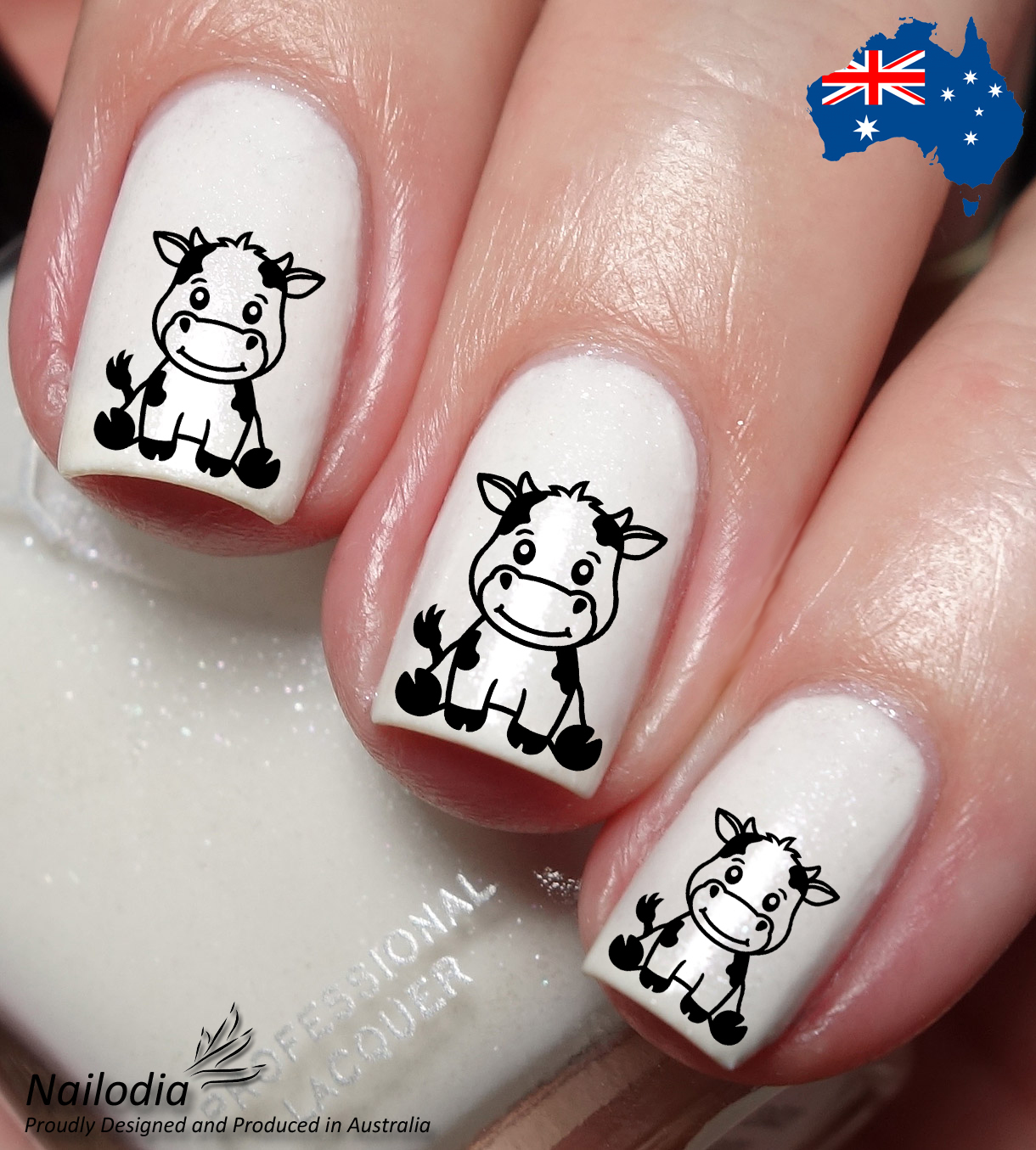 Cute Baby Cow Cattle Nail Art Decal Sticker Water Transfer Slider