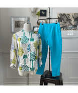 Vintage 60s Ilene Ricky Mod Print Outfit Blouse Cigarette Pants XXS - $55.55 CAD