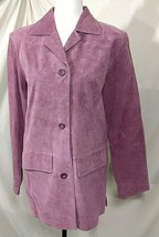 JESSICA HOLBROOK Women XS Washable Leather Jacket Purple Suede Blazer Su... - £37.66 GBP