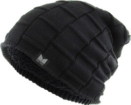 KB ETHOS Thick Box Knit Slouch Sherpa Fleece Lined Knit Winter Hat Beanie Toque - £13.10 GBP