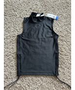 Adidas Womens Black Mock Neck Ruched Side Crop Top Size XS Active Sleeve... - $468.69 MXN