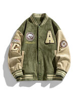  men's Suede embroidery Baseball Jacket boy Collar Pilot Couple high street - $80.00