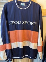 Izod Sport VTG Men’s M Navy Blue Orange Striped Long Sleeve Pullover Sweatshirt - £11.23 GBP