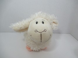 Cream plush smiling chubby sheep lamb shaggy fur peach feet tail stitched eyes - £15.81 GBP