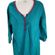 Pink Almirah Tunic Top Kurti Coverup XL Turquoise blue pink ethnic boho - $19.79