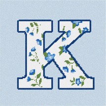 Pepita Needlepoint kit: Letter K Vintage Wedgewood Floral Pale, 10&quot; x 10&quot; - £62.68 GBP+